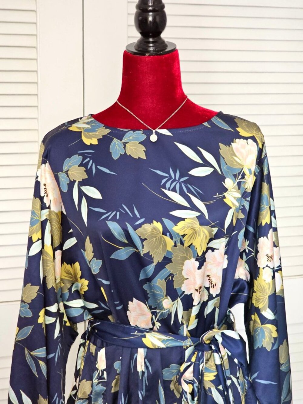 NWT Chicwich Women's Navy Floral Printed Bubble Sleves Frilling Dress Size M 432 - Picture 7 of 12